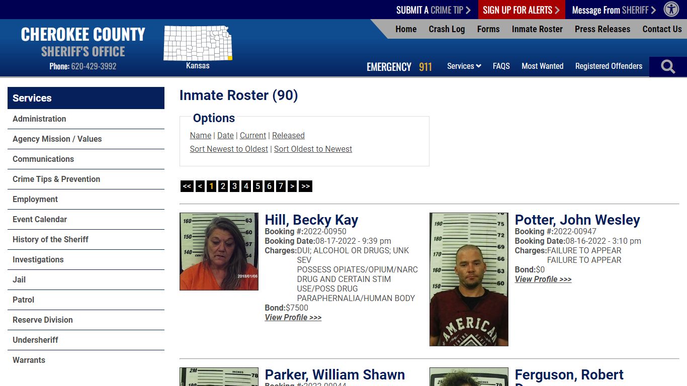 Inmate Roster - Cherokee County Sheriff KS